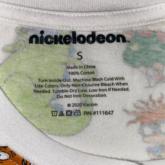 Rugrats Nickelodeon White Graphic All Over Cropped Crop Shirt 90s Womens Small - Picture 3 of 14